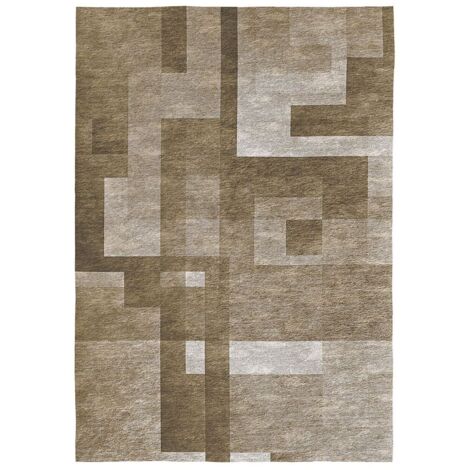 Tapis marron graphique moderne plat Cubik Marron 160x230
