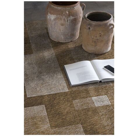 Tapis marron graphique moderne plat Cubik Marron 160x230
