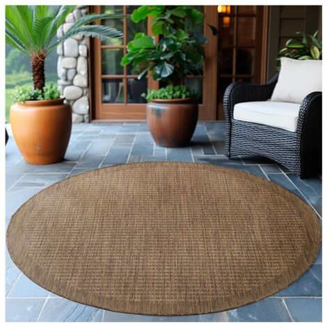 Tapis plat rond uni moderne intérieur Jutta Marron Ø120 (1/5)
