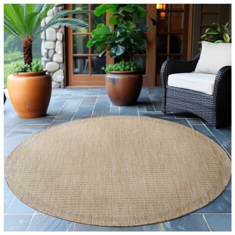 Tapis plat rond uni moderne intérieur Jutta Beige Ø120 (1/5)