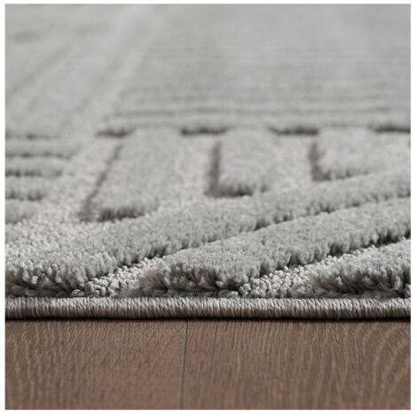 Tapis rond scandinave effet 3D graphique Eve Argenté Ø80