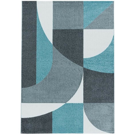 Surya - IRIS - Tapis vintage, Bleu, Gris clair et Blanc