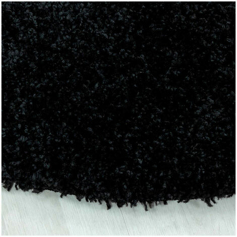 Tapis shaggy uni rond Gadol Noir Ø 160 (1/5)