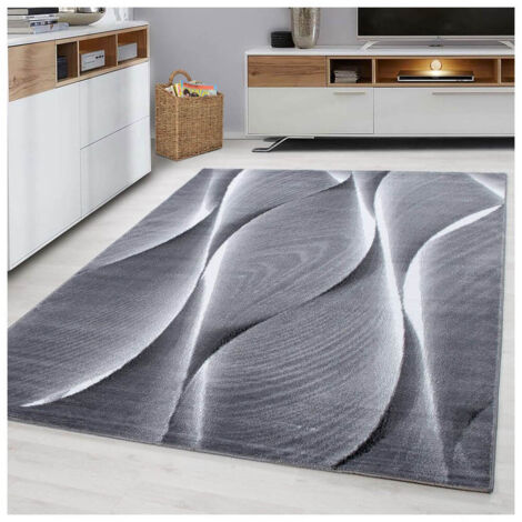 Tapis pour salon rectangle effet courbe Alabama Noir 200x290 (1/5)