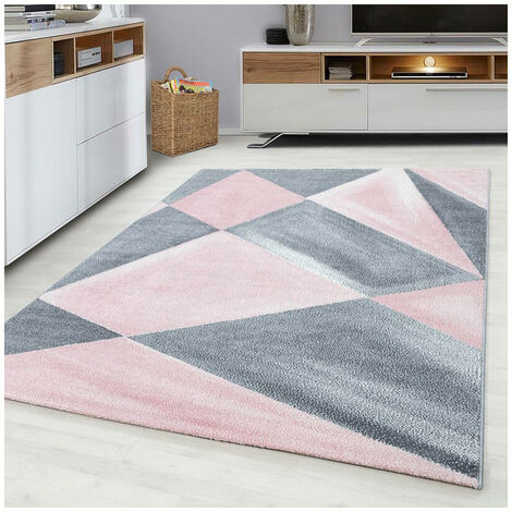 Tapis graphique pour salon design rectangle Adel Rose 80x150 (1/5)