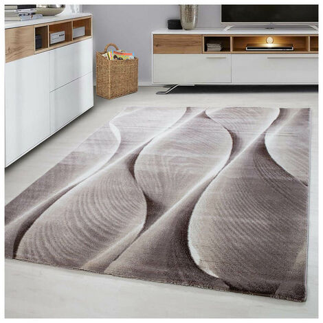 Tapis pour salon rectangle effet courbe Alabama Marron 160x230 (1/5)