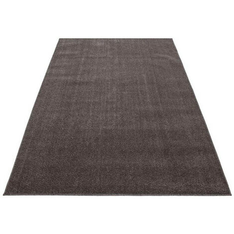 Tapis uni à courtes mèches pour salon Rush Marron 200x290