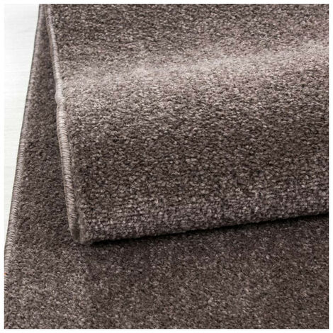 Tapis uni à courtes mèches pour salon Rush Marron 200x290