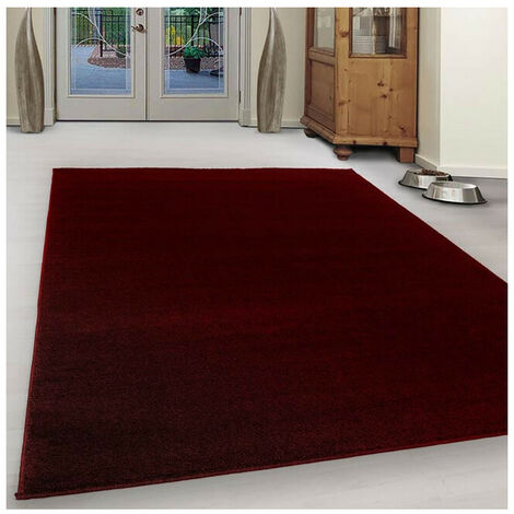 Tapis uni à courtes mèches pour salon Rush Rouge 140x200 (1/6)