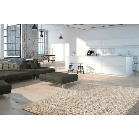 Tapis scandinave en laine géométrique multicolore Prism