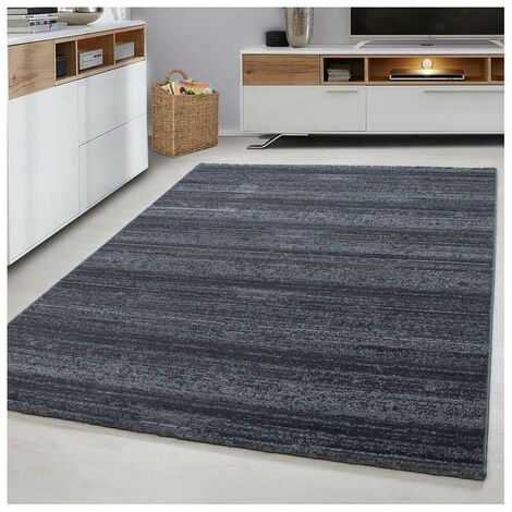 Tapis rayé uni à courtes mèches rectangle Ocrul Gris 160x230 (1/5)