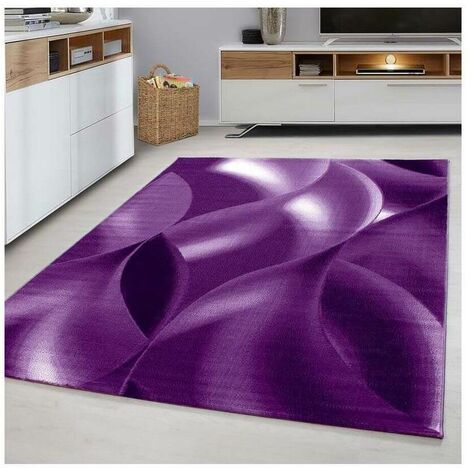 Tapis courbe moderne à courtes mèches Zilfa Lilas 80x150 (1/5)