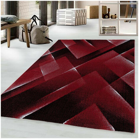 Tapis design graphique à courtes mèches Choucas Rouge 200x290 (1/5)