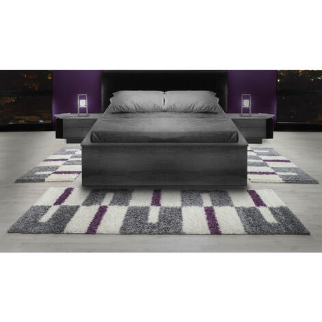 Tapis shaggy design rectangle géométrique Oficio Lilas 140x200 (1/5)