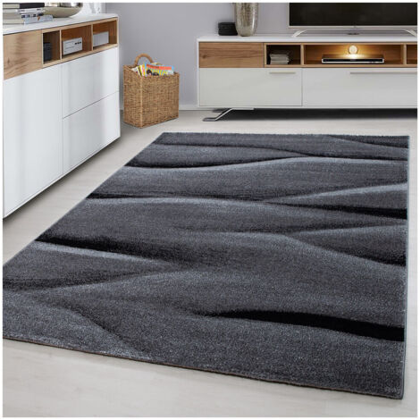 Tapis contemporain effet vague rectangle Rabisco Noir 200x290 (1/5)