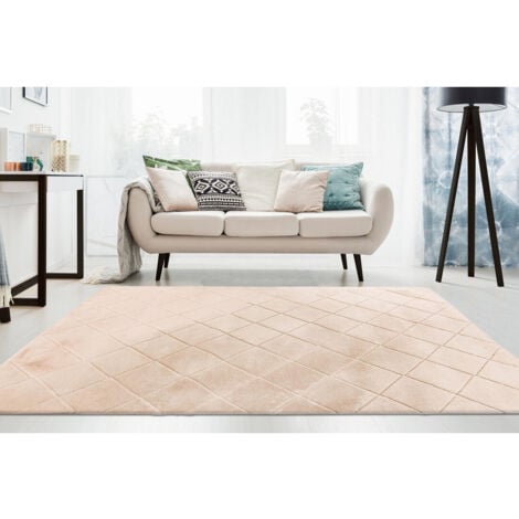 Tapis salon 120x170 cm Rectangulaire UNI CHINÉ 100% BIO Beige