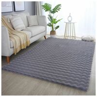 Tapis moelleux aspect 3D uni Whisper Gris 200x290