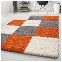 Tapis shaggy graphique design Vita Terre cuite 160x230