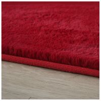 Tapis uni doux à courtes mèches rond Beads Rouge Ø 200