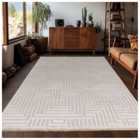 Tapis géométrique design effet 3D Lamego Beige 140x200