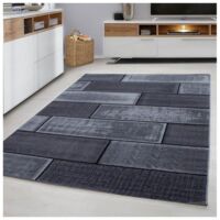 Tapis noir design pour salon rectangle Alandra Noir 80x300