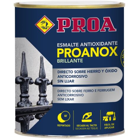 Esmalte antioxidante directo sobre óxido FORJA. Gris acero. 4 L. Pintar sobre hierro y óxido sin necesidad de imprimación. PROANOX.