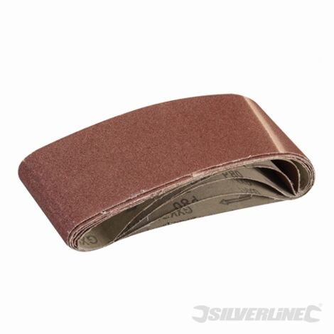 Silverline – Bandes abrasives de ponceuse 75 x 533 mm – Grain 80 – Lot de 5 – Pour bois dur et teck – Oxyde d'aluminium