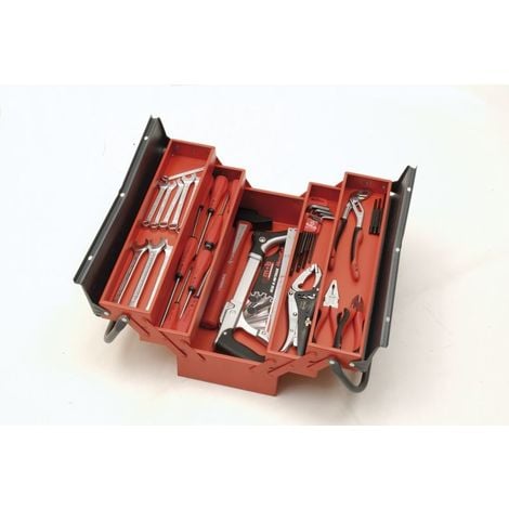 Boite à outils Mob Outillage : boite à outils 5 cases, caisse à outils  garnie en métal : Outiland