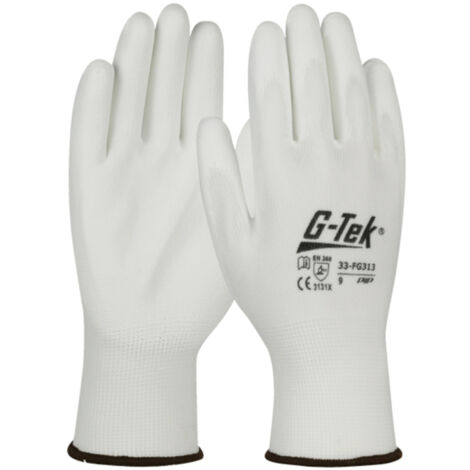 Gant de manutention fine tricoté polyester, enduction polyuréthane blanc T07 PIP - 33-FG313-T07