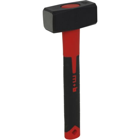 Massette Angles Abattus, Tête 11 cm Manche Tri-Matière Nertech Armé de Fibre de Verre, Incassable - Longueur 28,5 cm, Résistance Maximale