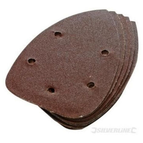 10 FEUILLES ABRASIVES AUTO-AGRIPPANTES 140 MM GRAIN 80 SILVERLINE 457035 (1/4)