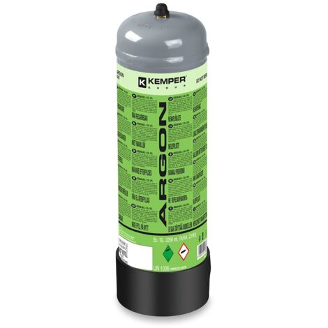 Kemper – Bouteille de gaz argon pur 2,2 litres 110 bar – Gaz jetable pour soudage MIG/MAG – Connexion M10 x 1 – Non rechargeable