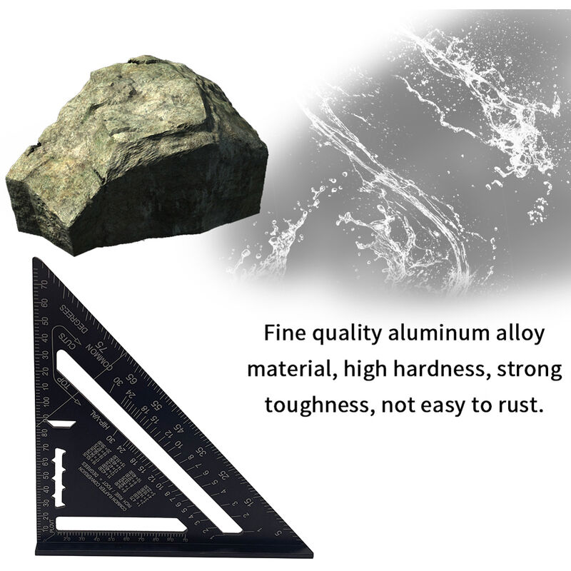Équerre Triangle Règle 7 Pouces Équerre de Mesure du Triangle en Alliage d’aluminium Rapporteur d/'Angle de Triangle de Haute Précision Équerre Triangle Metrique avec 2 Pcs Règle Droite en Acier