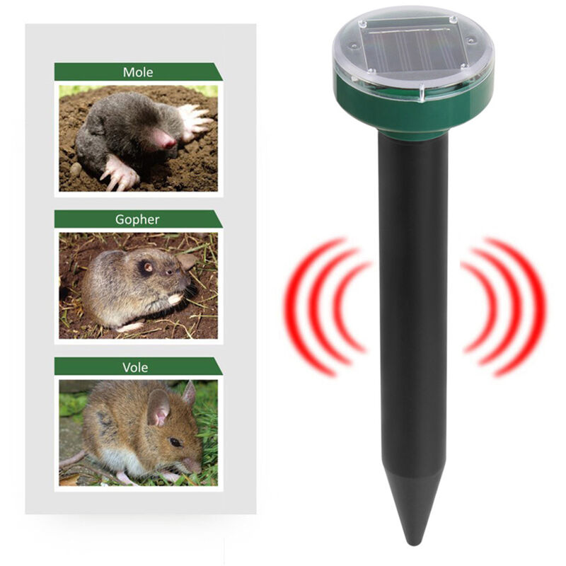 Comlife Répulsif À Ultrasons Répulseur Solaire de Souris Contrôler Rat Serpent Insecte Mouches pour Pelouse Jardin Non-Toxique Imperméable 2 Pack 