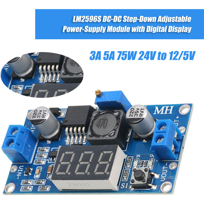 3A Module alimentation avec Voltmetre tension ajustable lm2596-1,2-32V 