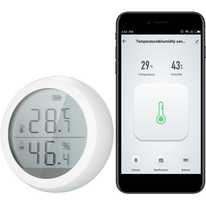 Le thermomètre et l'hygromètre sont compatibles avec Alexa et Google Assistant le capteur de température et d'humidité WiFi avec alarme est adapté pour la maison la cave le bureau 