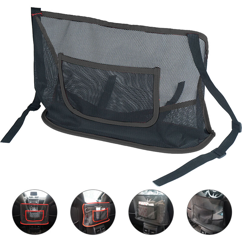 téléphone Documents Car Net Pocket Sac à Main siège arrière pour Animal de Compagnie barrière Organiseur de Dossier de siège en Maille Filet pour Voiture Rangement de Portefeuille Noir 