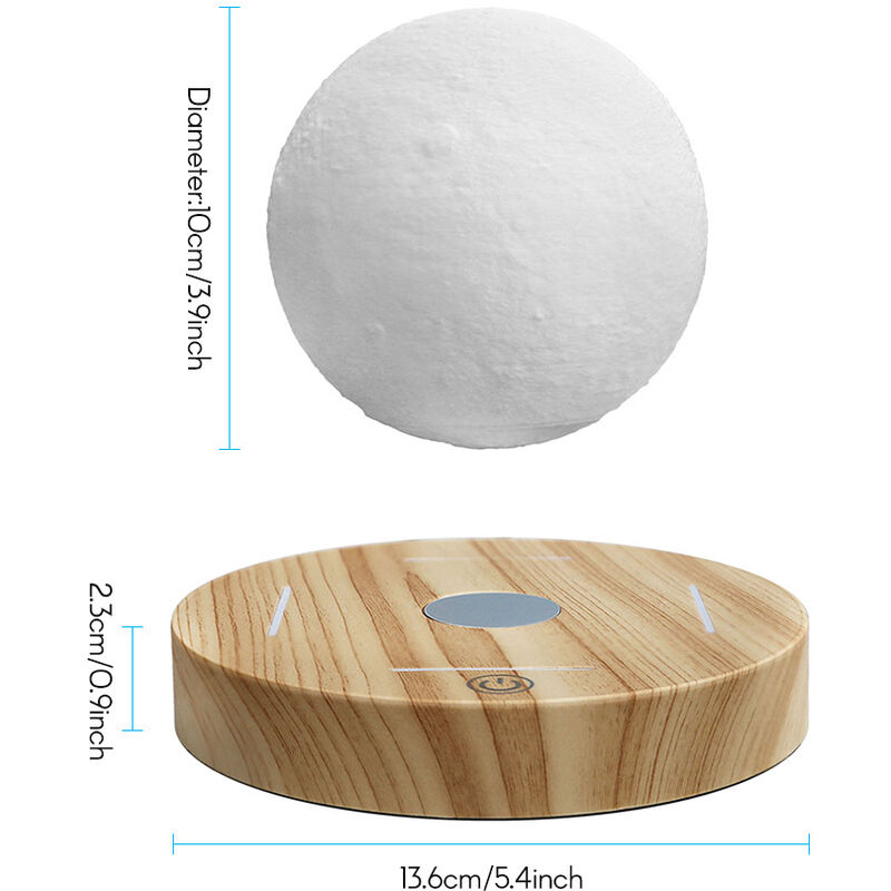 la maison la décoration de la pièce.,Marron lumière de lune LED 3 couleurs Lampe de lune pour le bureau lampe de lune en lévitation 3D flottant et tournant librement dans l/'air impression 3D