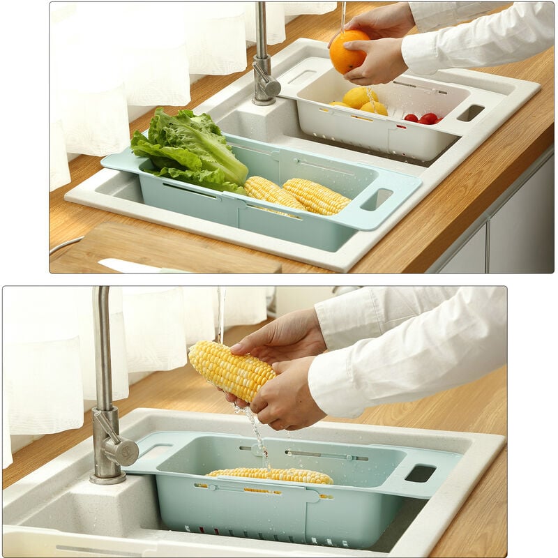 Dveda Passoire d'évier extensible pour laver les légumes et les fruits pour la cuisine Vert