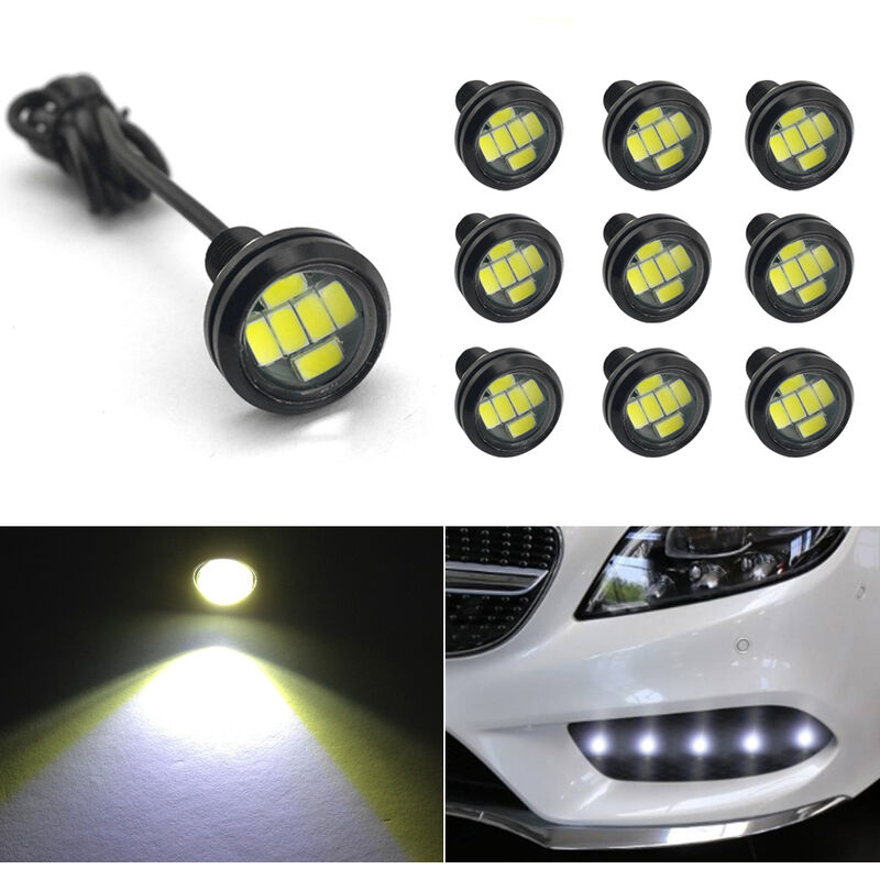 Biqing 10PCS 18MM Eagle Eye LED Bleu Clair Universal 12SMD 9W Voiture Moto DRL Lumière Diurne de Feu de Brouillard Feu Inversant la Lumière Marqueur Lumière 12V étanche