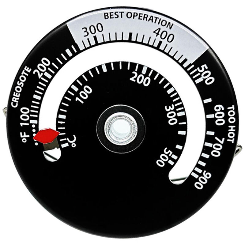 Fesjoy Thermomètre magnétique pour cuisinière Thermomètre de poêle à Bois magnétique thermomètre de poêle à Ventilateur de cheminée avec sonde ， Compteur de température de Four à Barbecue Haute Se
