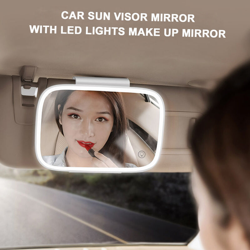 NewIncorrupt Miroir de vanité de voiture Miroir cosmétique pliant à 3 sections Miroir de visière de voiture pare-soleil automatique Miroir de maquillage automatique réglable