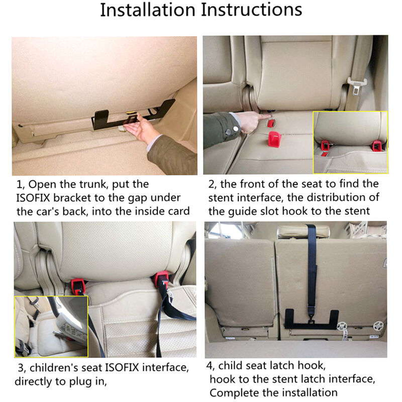 KKmoon Kit de Fixation Dancrage de Siège Denfant de Voiture Universel pour Connecteur de Ceinture ISOFIX Fit pour Compact Véhicule Hors Route Voiture de Commerce 