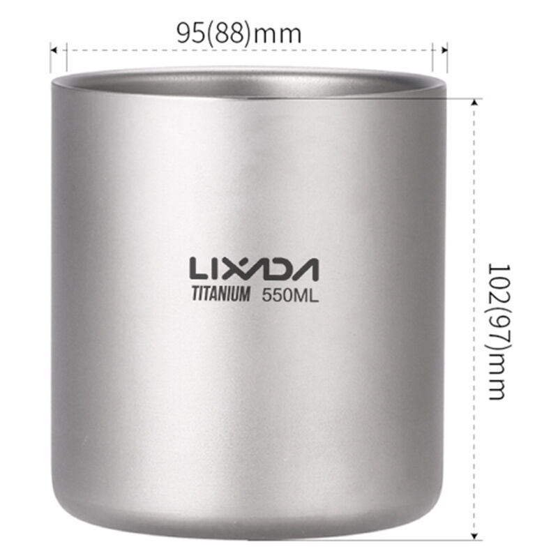 Lixada 330 ML Double Paroi en Titane Tasse d/'eau Café Thé Tasse pour La Maison en Plein Air Camping Randonnée Sac à Dos Pique-Nique avec Poignées//sans Poignées