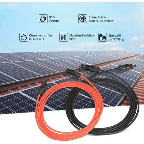 1 m 12 AWG Witproton Câble d'extension de panneau solaire 4 mm2 6 mm2 1 m 5 m12AWG 10 AWG 1500 V avec connecteur femelle et mâle étanche IP68