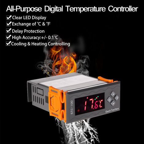 NAttnJf Contrôleur de température Sonde de CTN imperméable de commutateur de contrôleur de température de LED de CC 12V W1401 Digital 