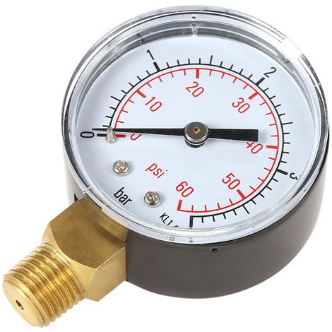Manomètre de pression deau pour filtre de spa de piscine pratique Mini 0-60 PSI 0-4 Bar Montage latéral 1/4 pouce Filetage de tuyau NPT TS-50 Noir 