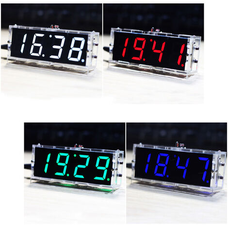 kkmoon compacte Kit de 4 chiffres DIY Horloge numérique LED Light Control Température affichage date heure avec étui transparent 