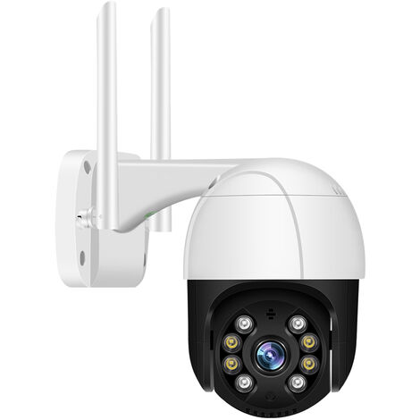 Camera De Surveillance Ptz Wifi Sans Fil 1080P 2Mp Hd, Camera De Surveillance Interieure/Exterieure, Audio Bidirectionnel, Detection De Mouvement, Acces A Distance
