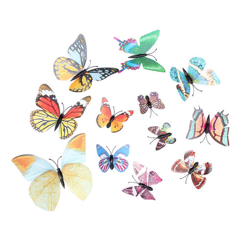 12x 3D Papillon Mural Stickers Enfants Chambre Décalcomanie Décoration Papier épais Carte